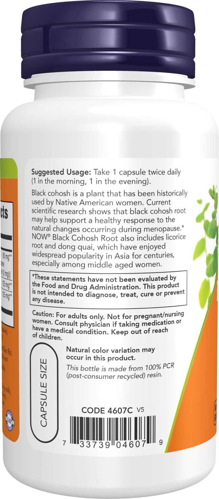 NOW Supplements, Black Cohosh Root 80 mg, Licorice & Dong Quai, 90 Veg Caps