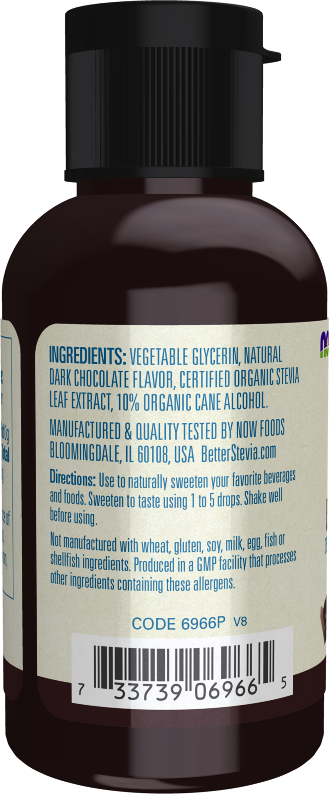 NOW BetterStevia® Dark Chocolate Zero-Calorie Liquid Sweetener, 2 fl. oz.