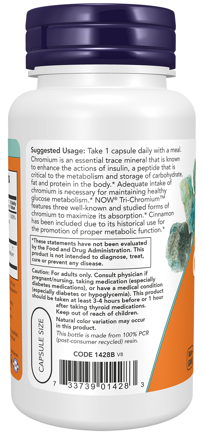 NOW Supplements, Tri-Chromium™ 500 mcg, Insulin Co-Factor*, 90 Veg Caps
