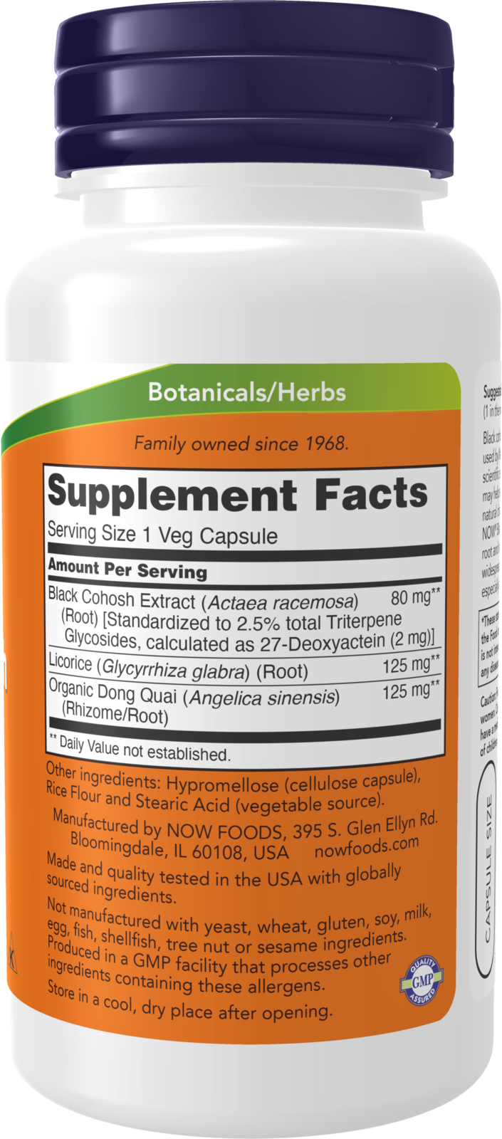 NOW Supplements, Black Cohosh Root 80 mg, Licorice & Dong Quai, 90 Veg Caps