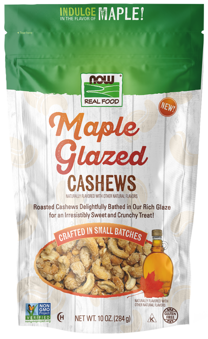 NOW Foods, Maple Glazed Cashews, Non-GMO Verified, 10 oz. bag