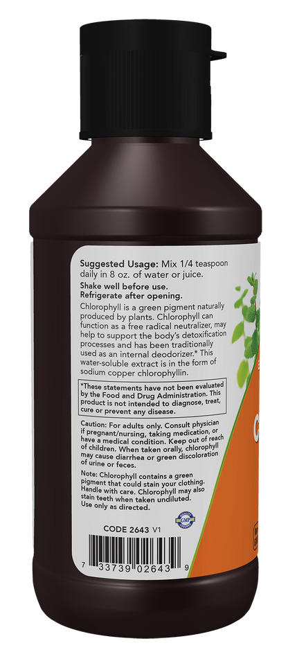 NOW Supplements, Liquid Chlorophyll, Extra Strength, Unflavored, 4 fl. Oz.