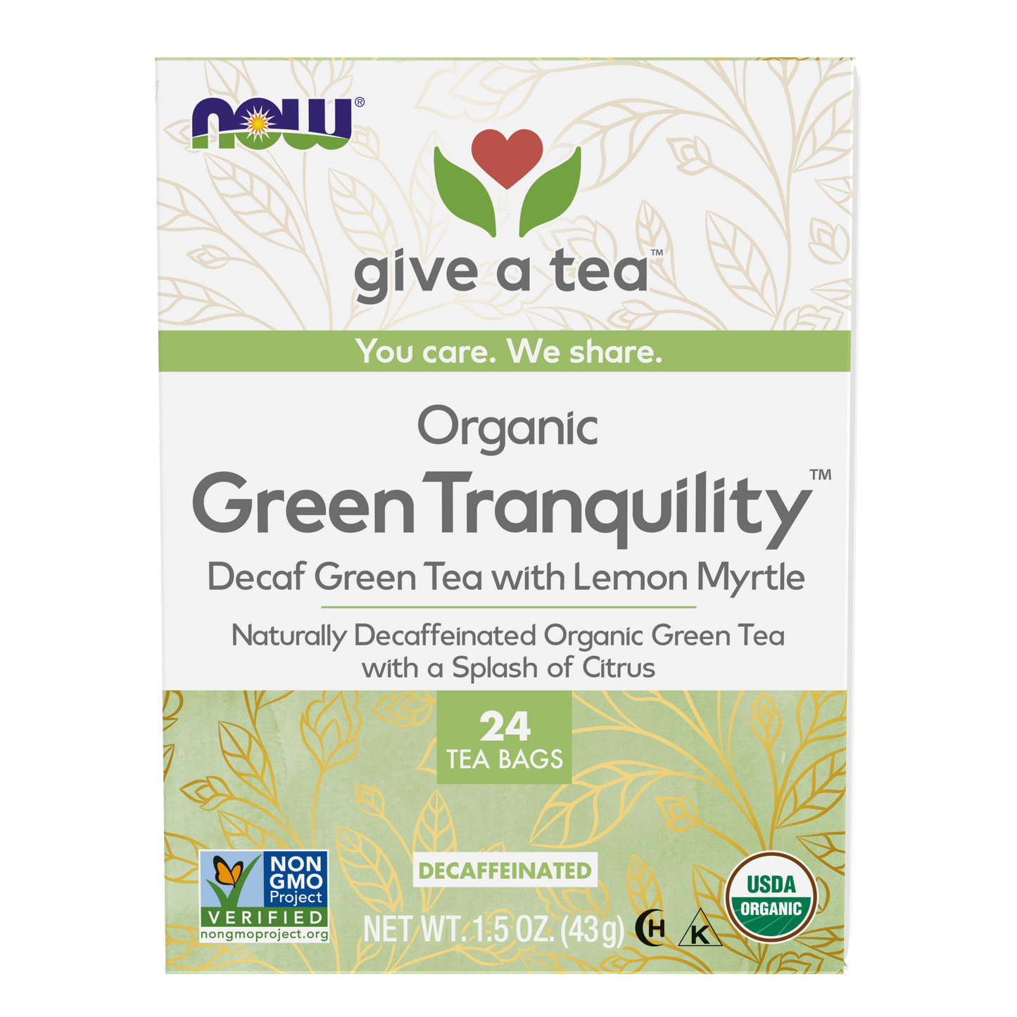 NOW Foods Give a Tea® Organic Green Tranquility Blend, 24 bags