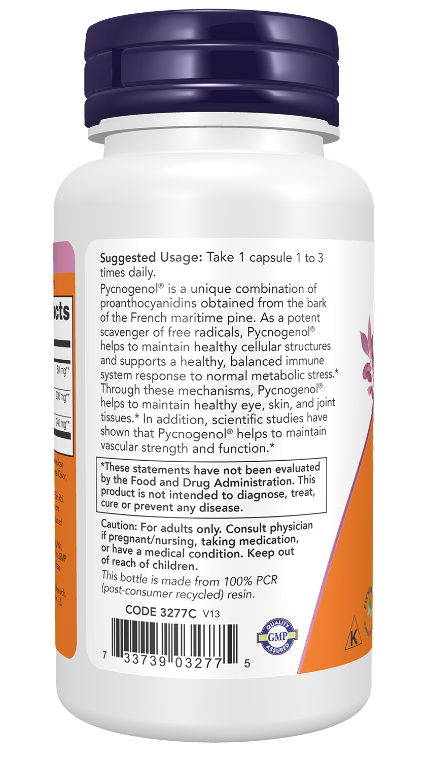 NOW Supplements, Pycnogenol 60 mg with Amla & Rutin Powder, 50 Veg Caps