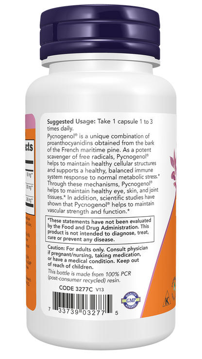 NOW Supplements, Pycnogenol 60 mg with Amla & Rutin Powder, 50 Veg Caps