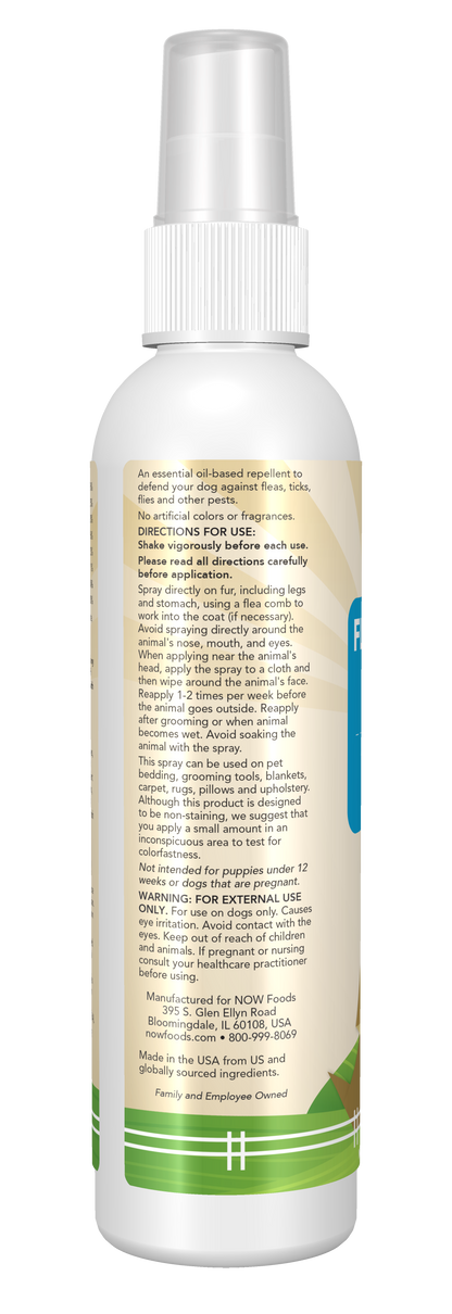 NOW Pet Health, Flea and Tick Spray For Dogs, Essential Oils, 8-Ounce