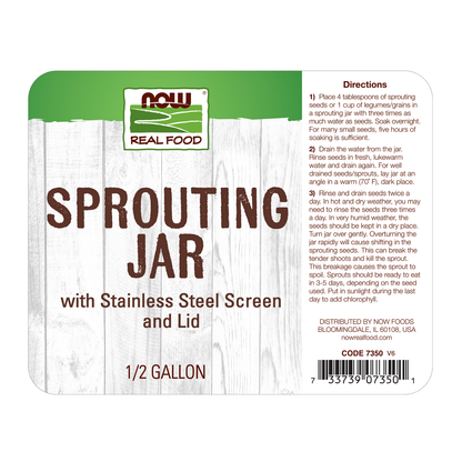 NOW Foods, Sprouting Jar with Stainless Steel Screen, 1 Jar