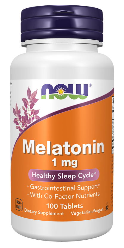 NOW Supplements, Melatonin 1 mg, Healthy Sleep Cycle*, 100 Tabs