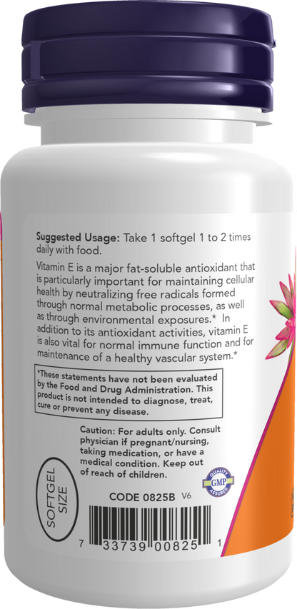 NOW Supplements, Vitamin E-200 IU, D-Alpha Tocopheryl, 100 Softgels