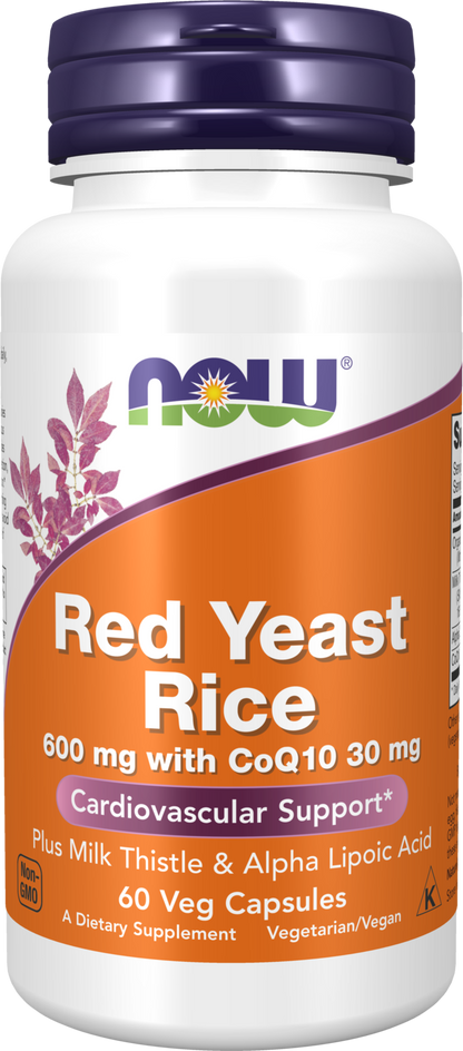 NOW Supplements, Red Yeast Rice with CoQ10, Milk Thistle & ALA, 60 Veg Caps