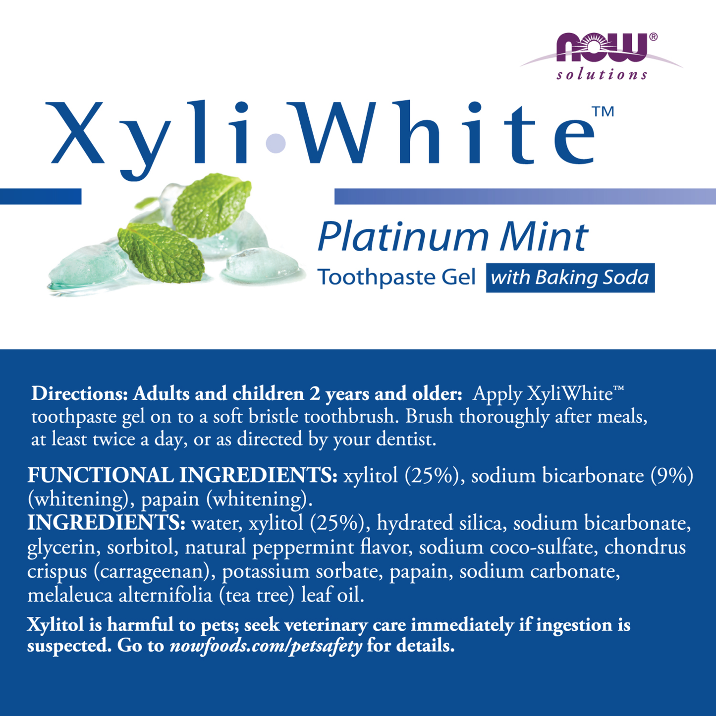 NOW Solutions, Xyliwhite™ Toothpaste Gel, Platinum Mint, 6.4 oz