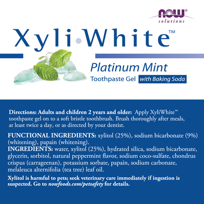 NOW Solutions, Xyliwhite™ Toothpaste Gel, Platinum Mint, 6.4 oz