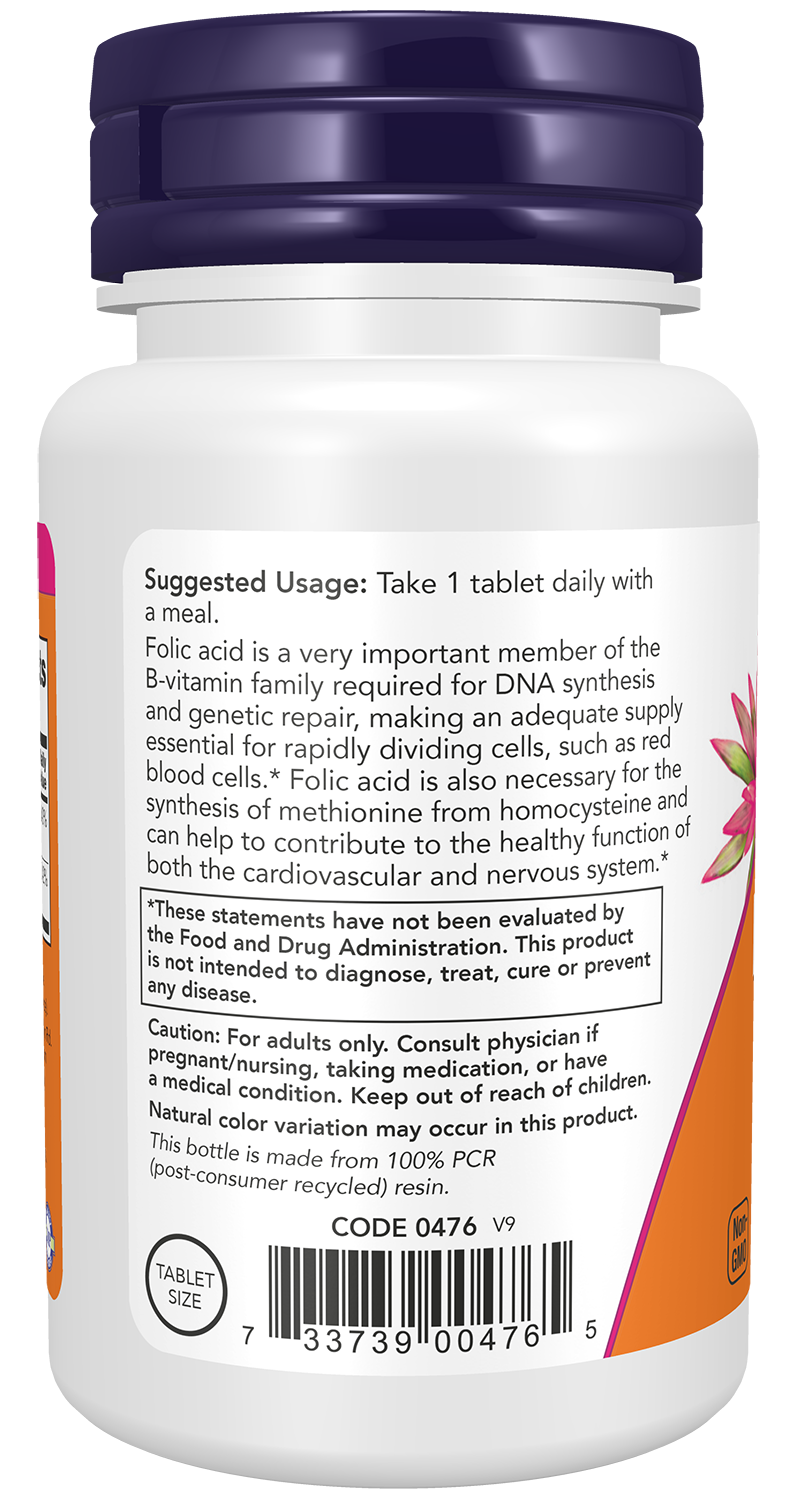 NOW Supplements, Folic Acid 800 mcg + B-12 25 mcg, B-Complex Vit, 250 Tabs