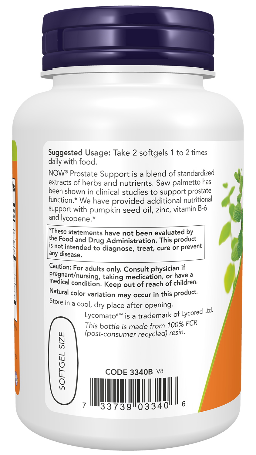 NOW Supplements, Prostate Support w/ Standardized Saw Palmetto, 90 Softgels