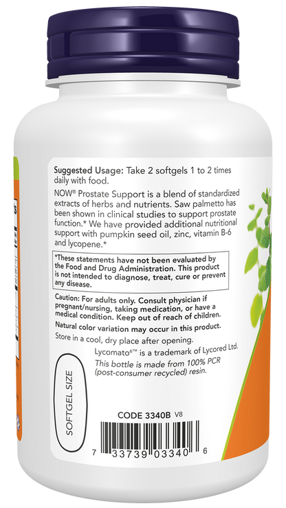 NOW Supplements, Prostate Support w/ Standardized Saw Palmetto, 90 Softgels