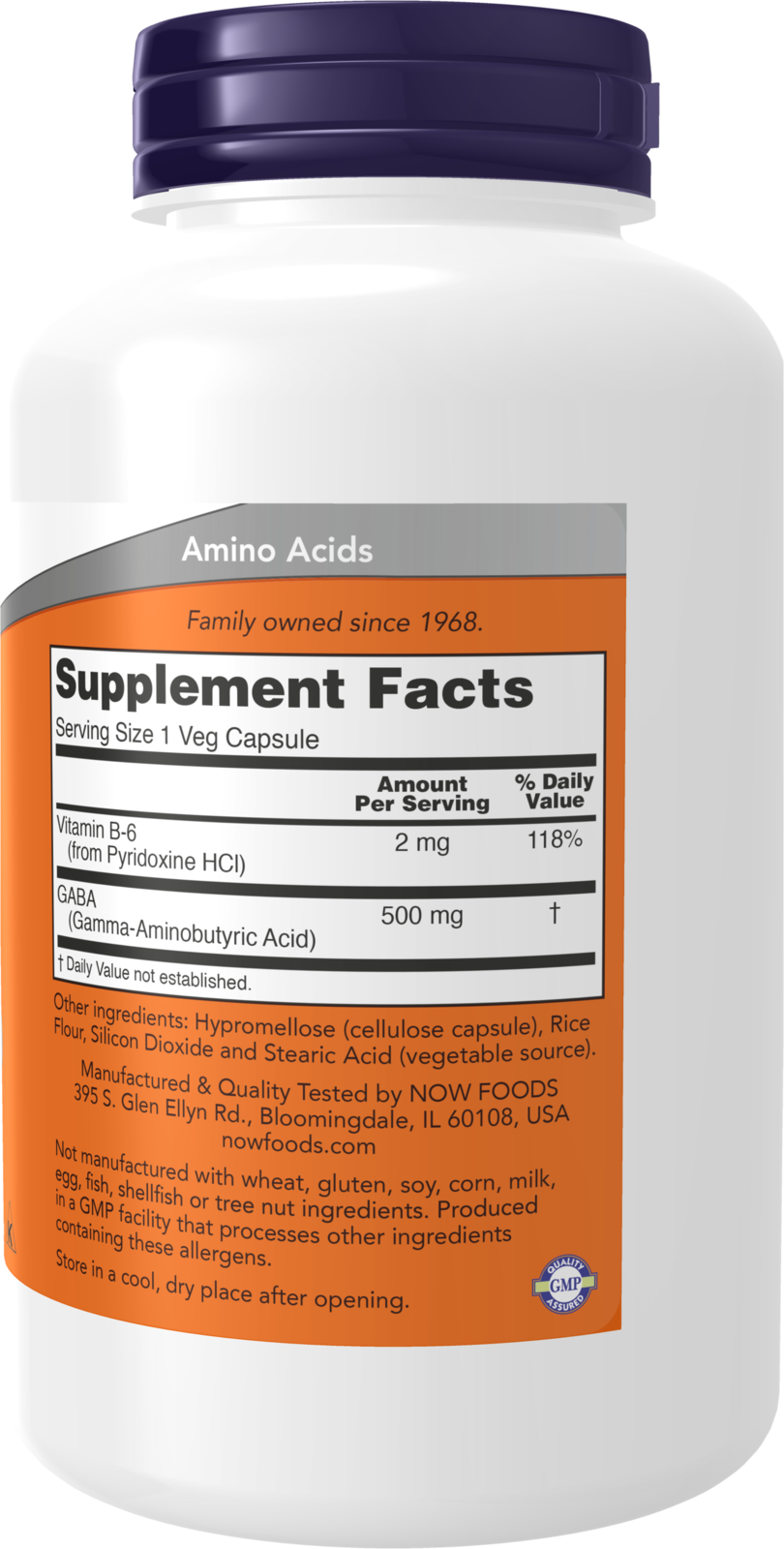 NOW Supplements, GABA 500 mg + B-6, Cognitive Support*, 200 Veg Caps