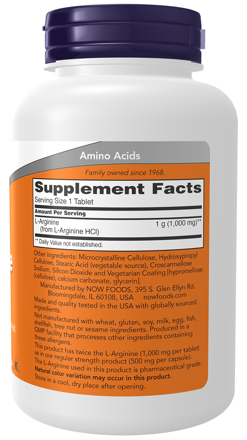 NOW Supplements, L-Arginine 1,000 mg, Amino Acid, 120 Tabs