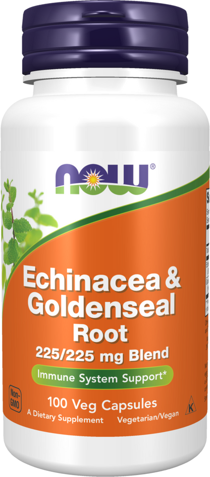 NOW Supplements, Echinacea & Goldenseal Root, Herbal Blend, 100 Veg Caps
