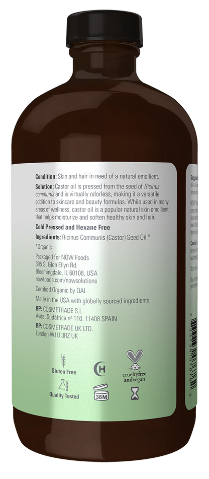 NOW Solutions, Organic Castor Oil, Multi-Purpose, 16 fl. oz