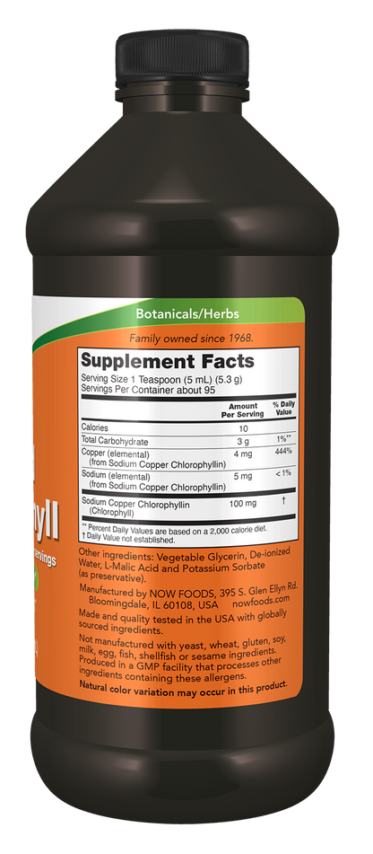 NOW Supplements, Unflavored Chlorophyll Liquid, 10mg per Teaspoon, 16 fl oz