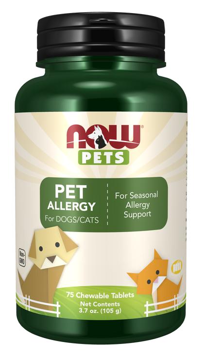 NOW Pet Health, Pet Allergy Supplement, Cats & Dogs, 75 Chewable Tablets