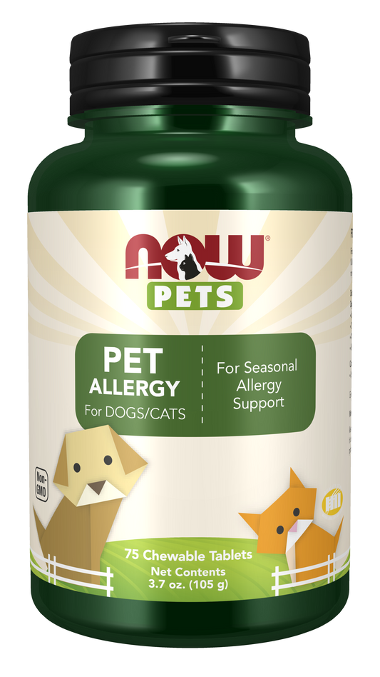 NOW Pet Health, Pet Allergy Supplement, Cats & Dogs, 75 Chewable Tablets