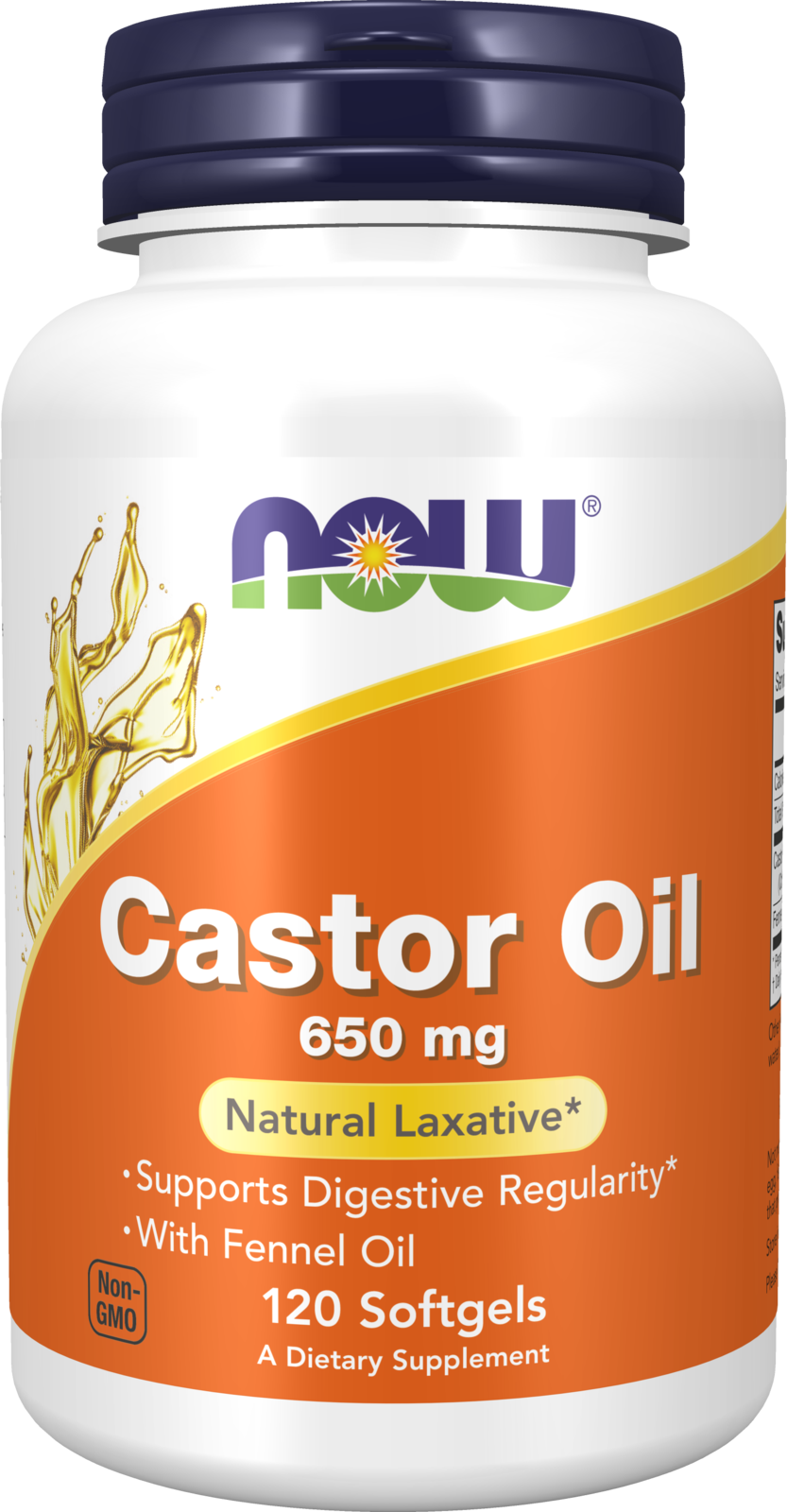 NOW Supplements, Castor Oil  650 mg with Fennel Oil,120 Softgels