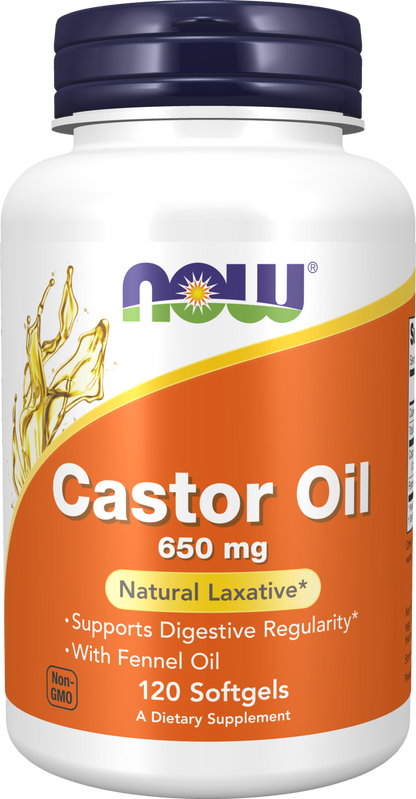 NOW Supplements, Castor Oil  650 mg with Fennel Oil,120 Softgels