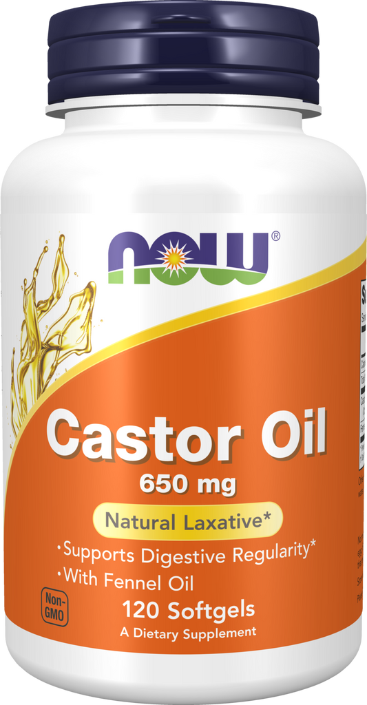 NOW Supplements, Castor Oil  650 mg with Fennel Oil,120 Softgels