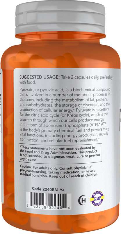 NOW Sports, Pyruvate 600 mg, Energy Production*, 100 Veg Caps
