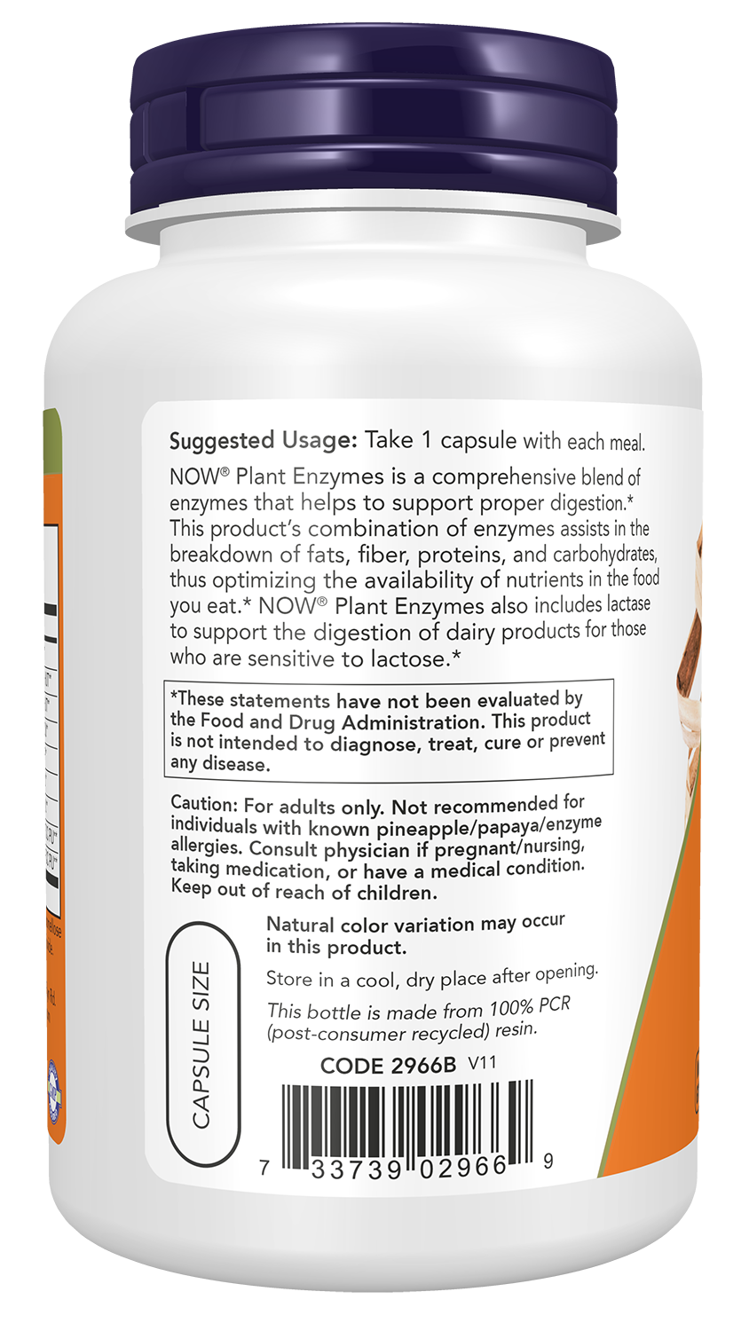 NOW Supplements, Plant Enzymes Lactase, Protease, Bromelain, 120 Veg Caps
