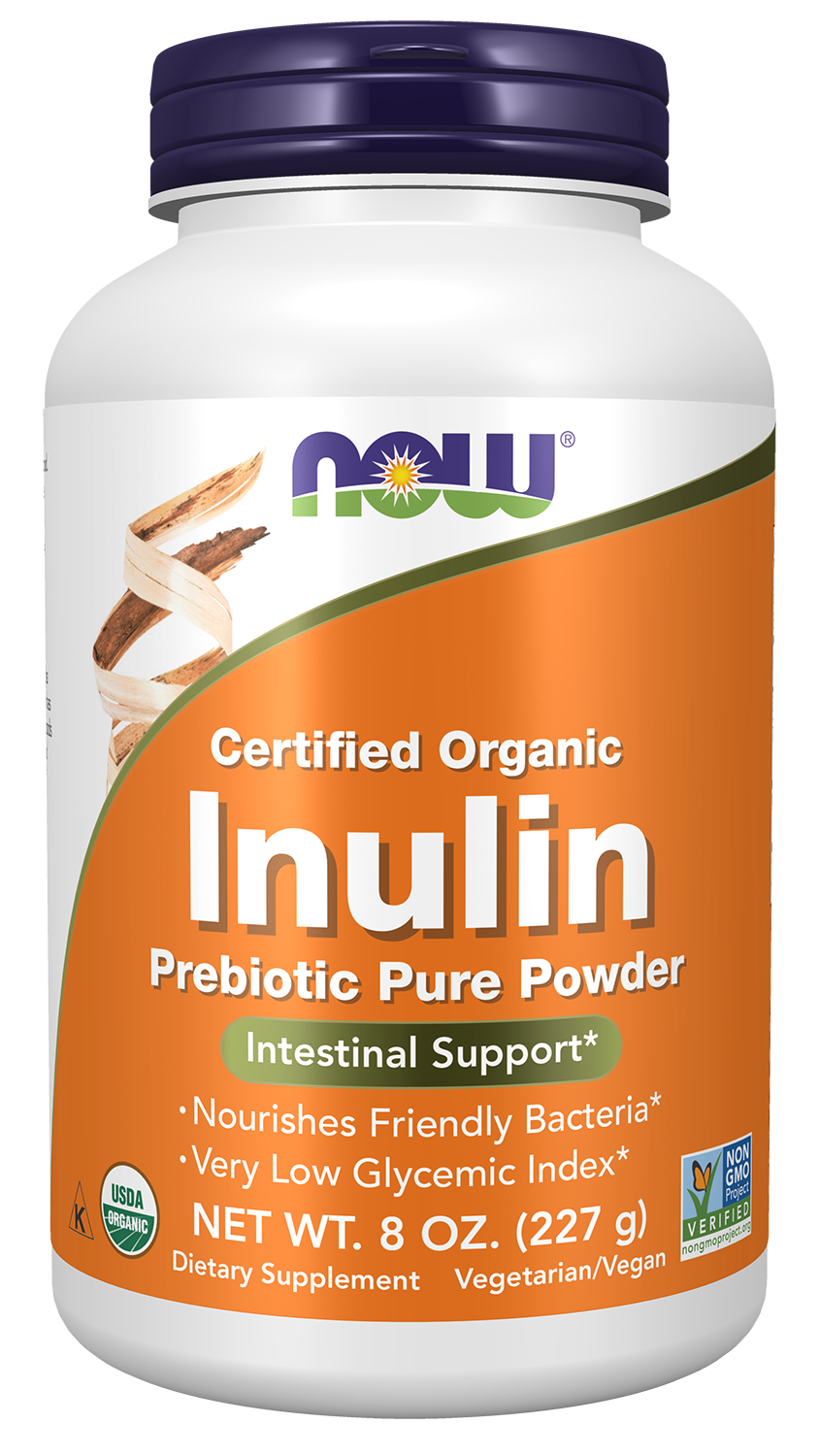 NOW Supplements, Inulin Prebiotic Pure Powder, Certified Organic, 8 oz