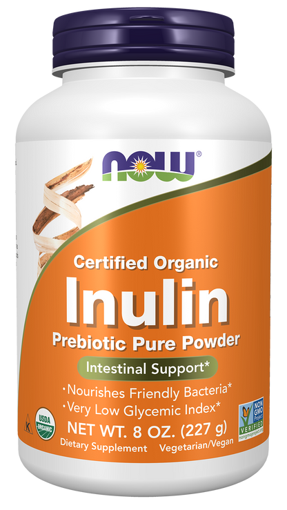 NOW Supplements, Inulin Prebiotic Pure Powder, Certified Organic, 8 oz