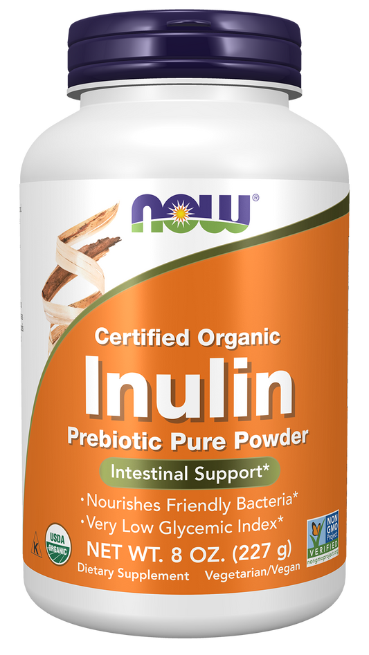 NOW Supplements, Inulin Prebiotic Pure Powder, Certified Organic, 8 oz