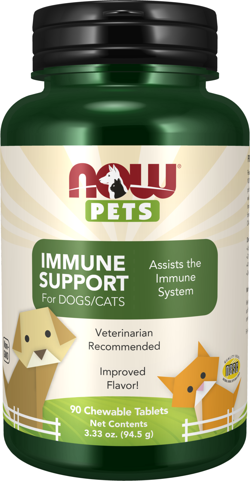 NOW Pet Health, Immune Support Supplement, Cats & Dogs, 90 Chewable Tablets