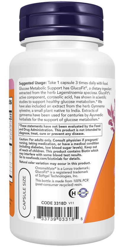 NOW Supplements, Glucose Metabolic Support, a Superior Formula with GlucoFit®, 90 Capsules