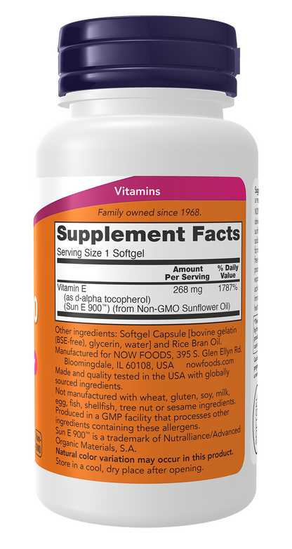 NOW Supplements, Sun-E™ 400 IU with d-alpha Tocopherol, 60 Softgels