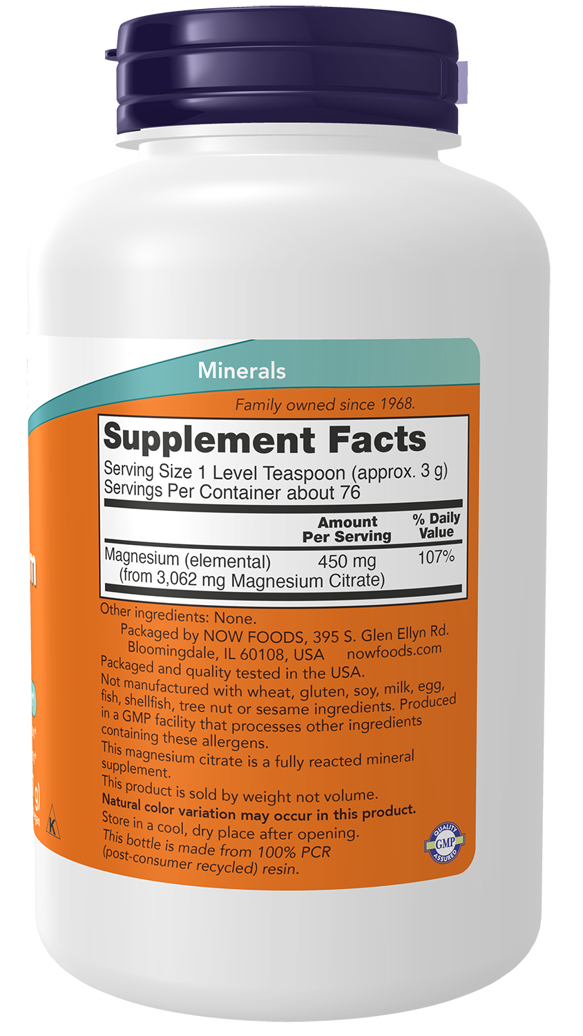 NOW Supplements, Magnesium Citrate Pure Powder, Enzyme Function*, 8 oz
