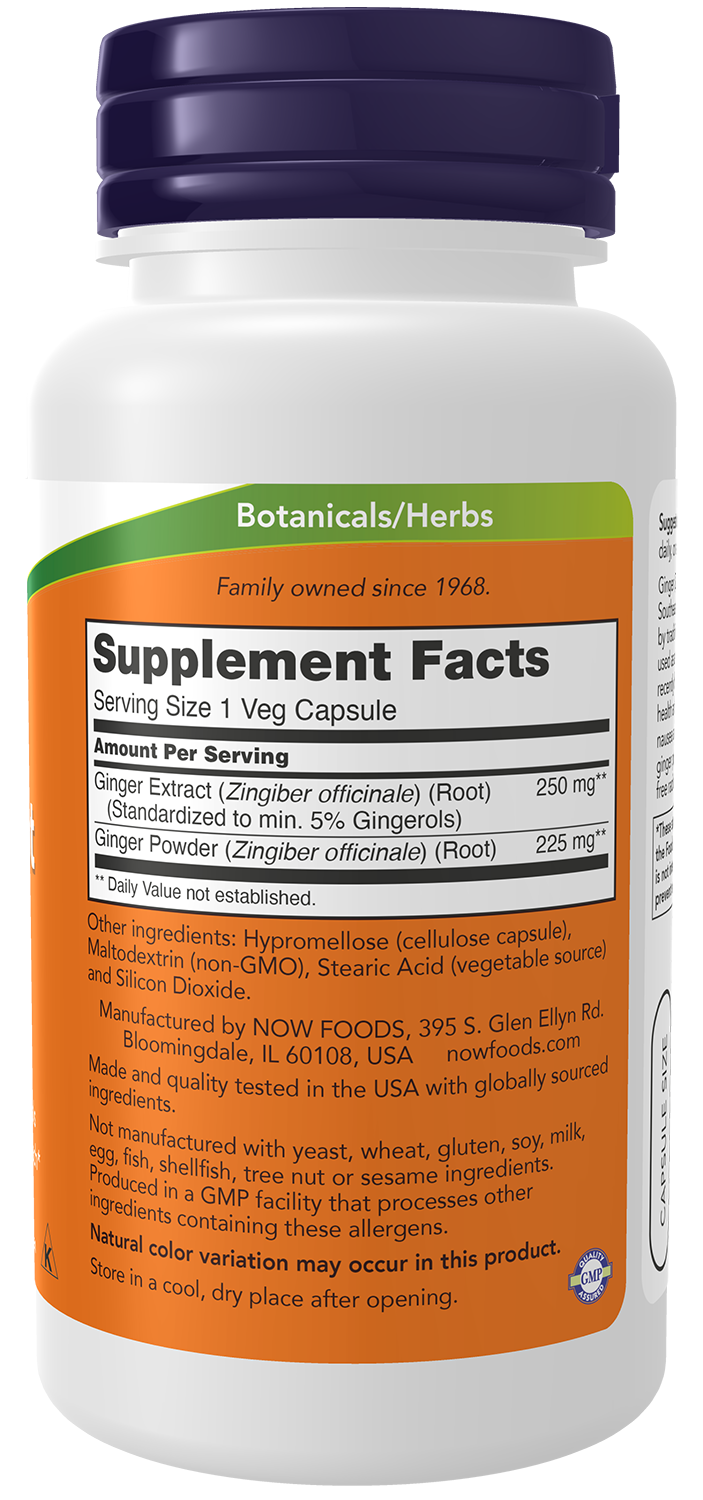 NOW Supplements, Ginger Root Extract 250 mg, Digestion*, 90 Veg Caps