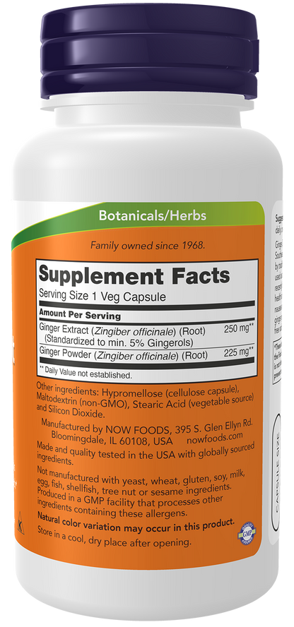 NOW Supplements, Ginger Root Extract 250 mg, Digestion*, 90 Veg Caps