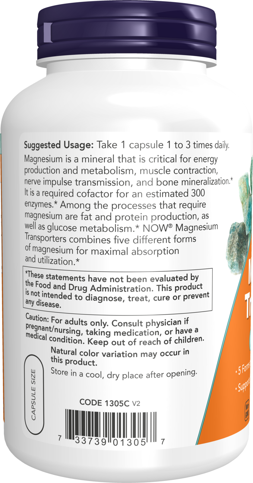 NOW Supplements, Magnesium Transporters, 5 Forms Magnesium, 180 Veg Caps