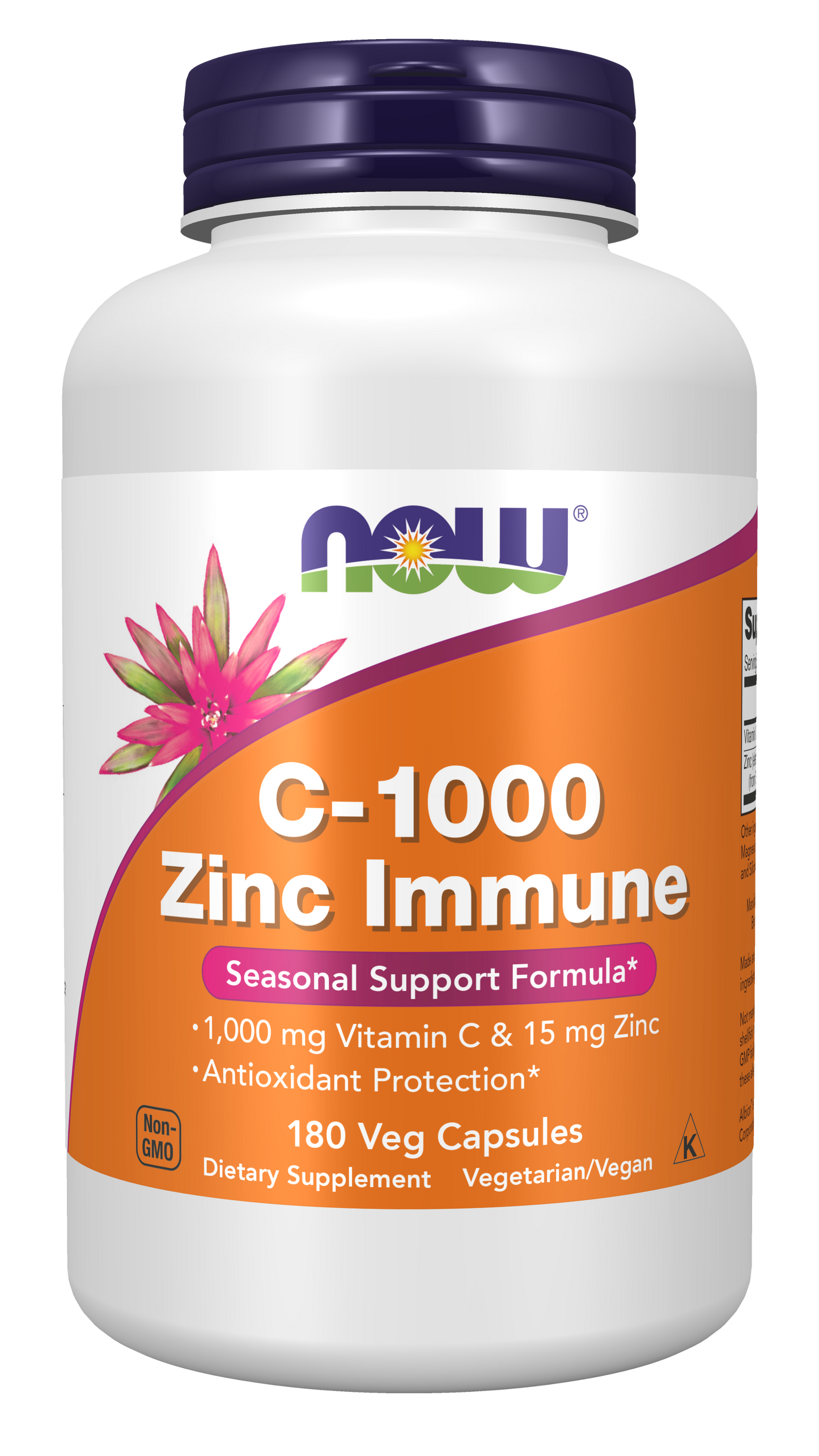 NOW Supplements, C-1000 & Zinc Immune, Seasonal Formula*, 180 Veg Caps