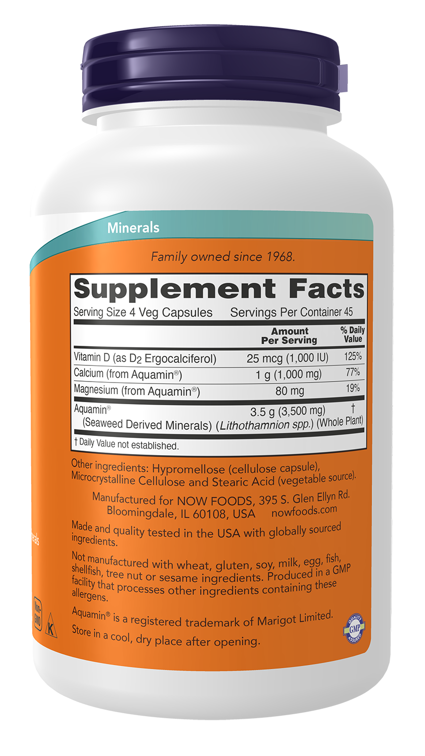 NOW Supplements, Red Mineral Algae Plus Vitamin D-2, 180 Veg Caps