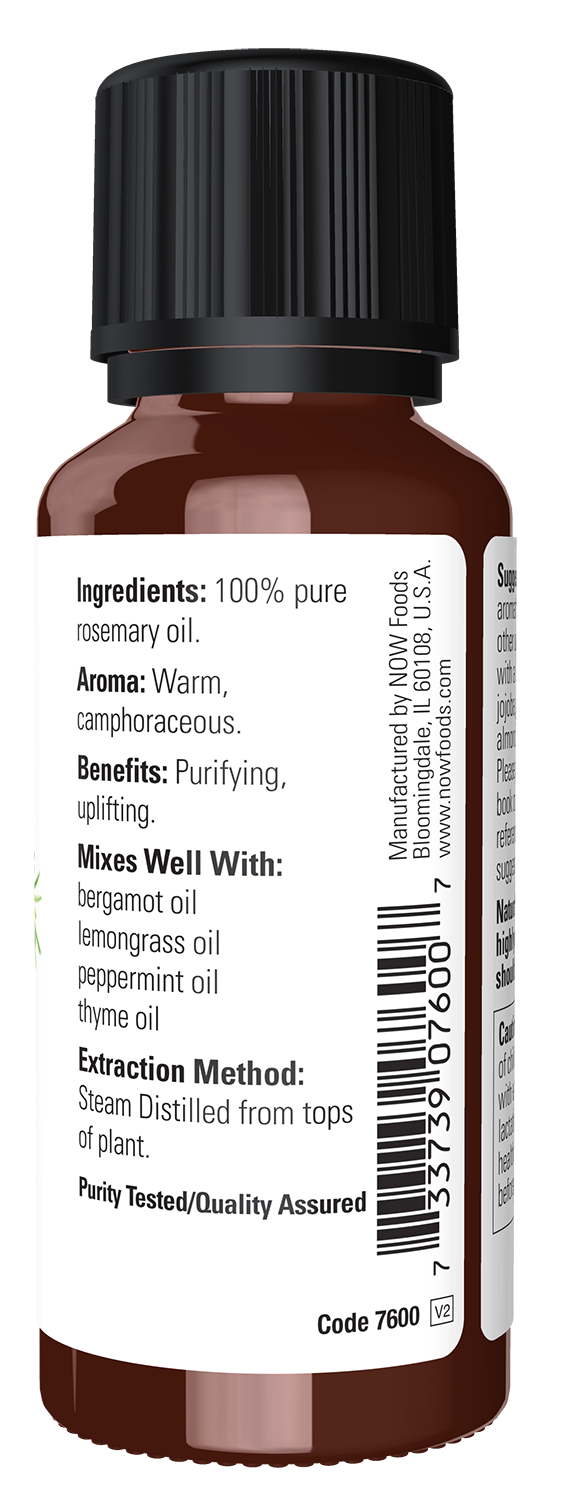 NOW Essential Oils, Rosemary Oil, Steam Distilled, Undiluted, 1 fl. oz