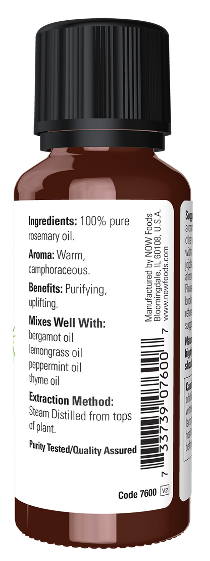 NOW Essential Oils, Rosemary Oil, Steam Distilled, Undiluted, 1 fl. oz
