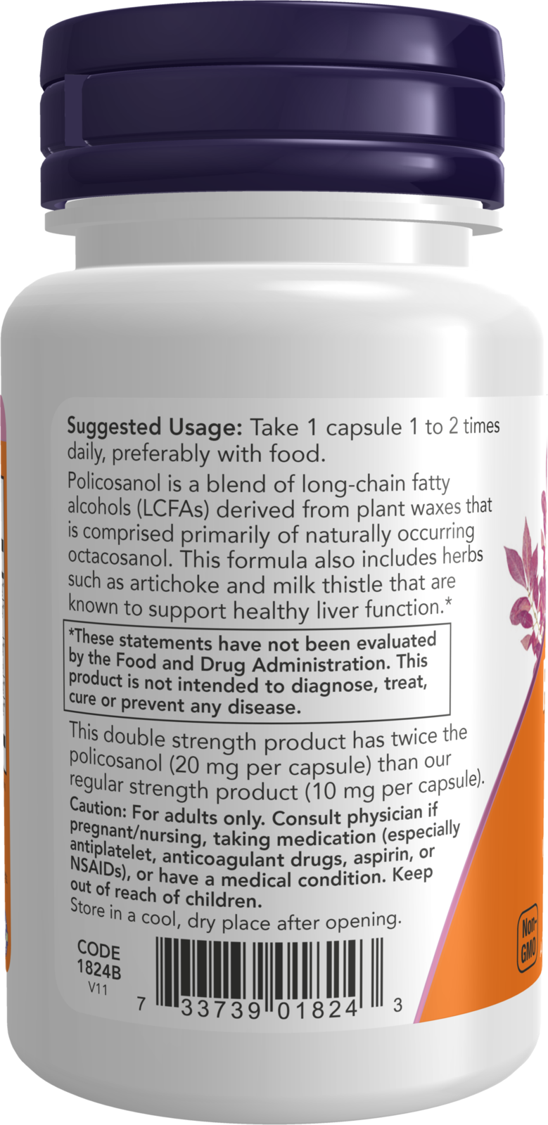 NOW Supplements, Policosanol 20 mg, Blend of LCFAs , 90 Veg Caps