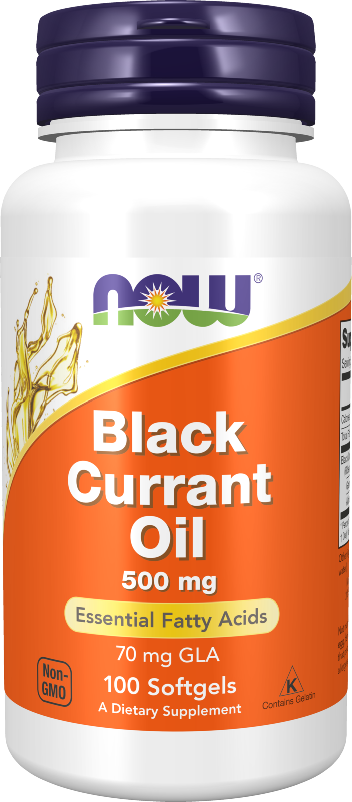 NOW Supplements, Black Currant Oil 500 mg with 70mg  GLA, 100 Softgels