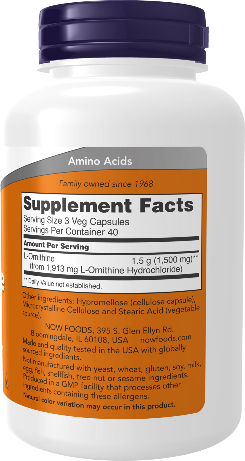 NOW Supplements, L-Ornithine 500 mg, Amino Acid, 120 Veg Caps