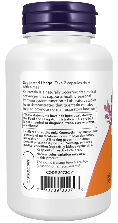NOW Supplements, Quercetin 500 mg, Respiratory Health*, 100 Veg Caps