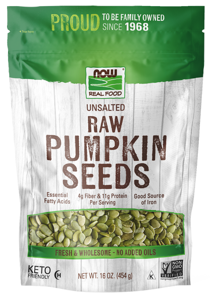 NOW Foods, Pumpkin Seeds, Raw, Unsalted, Source of Protein, 16 oz.